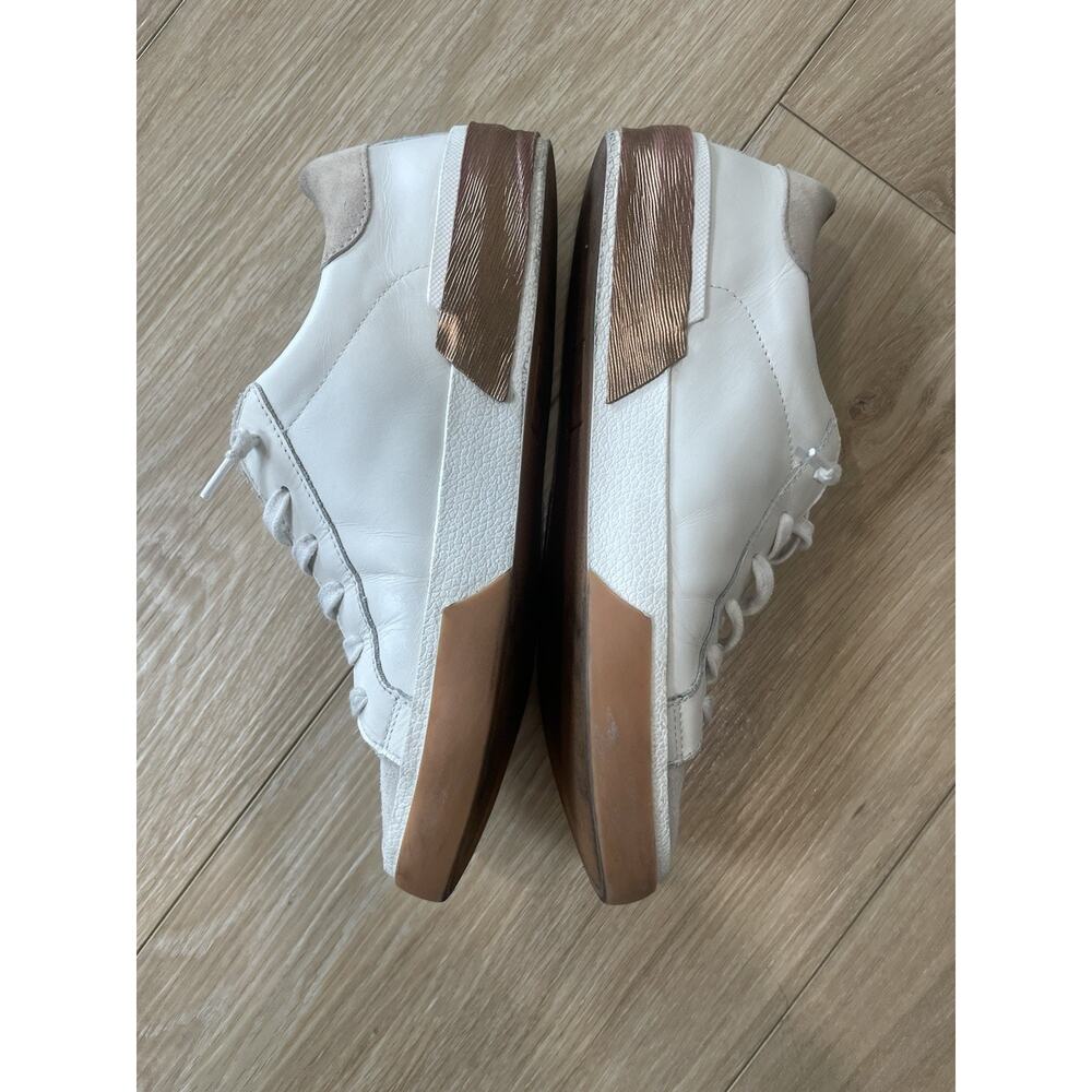 Dolce Vita Women’s Sneakers Size 8.5 White Gold Gum Bottom Trendy Leather Slip O